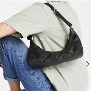 Topshop Luna leather shoulder bag in black